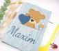 Preview: U-Heft Wollfilz Teddy Herz blau handgemacht