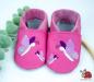 Preview: Krabbelschuhe Lederpuschen rosa pink Schmetterlinge
