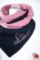 Preview: Musselintuch Dreiecktuch handmade bestickt XL schwarz-rosa