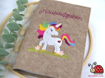 Huelle HA-Heft Geschenk Schulbeginn Einhorn rosa handgemacht