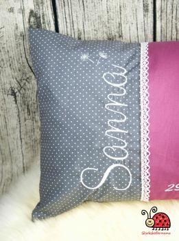 Namenskissen / Geburtskissen mit zarter Pusteblume, inkl. Füllkissen, 30x50cm