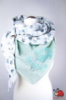 Musselintuch Dreiecktuch handmade bestickt XL mint Eukalyptus hell