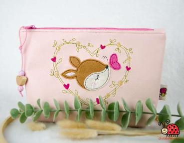 Kosmetiktasche Reh rosa Herz pink