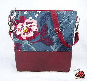 Handtasche Damen Blumenprint Handarbeit Baumwolle Kunstleder
