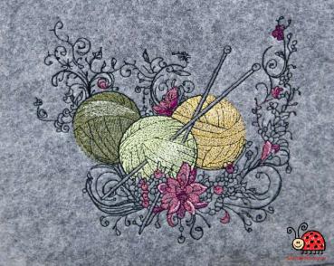 Tasche Strickzeug handmade Geschenk Wolle