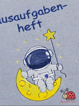 HA-Heft-Umschlag handmade Weltall Mond Astronaut Sterne