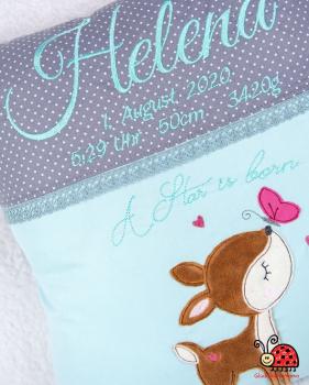 Namenskissen Rehkitz mit Schmetterling