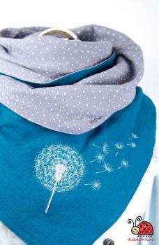 XL-Musselintuch Herbst Winter Pusteblume Dandelion petrol grau