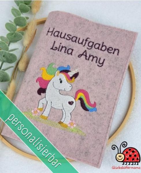 Hausausgabenheft Huelle Einhorn Regenbogen individuell