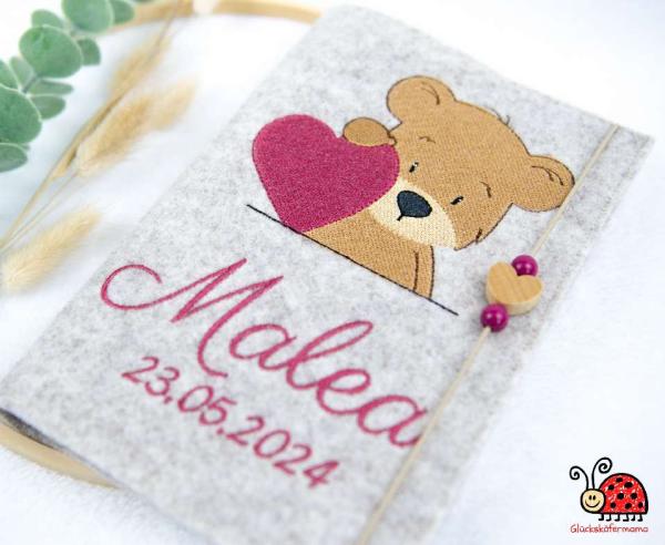 U-Heft-Hülle Wollfilz Handarbeit Babygeschenk