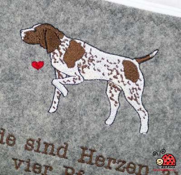 Krimskramstasche Deutscher Zeiger handmade Filz gestickt