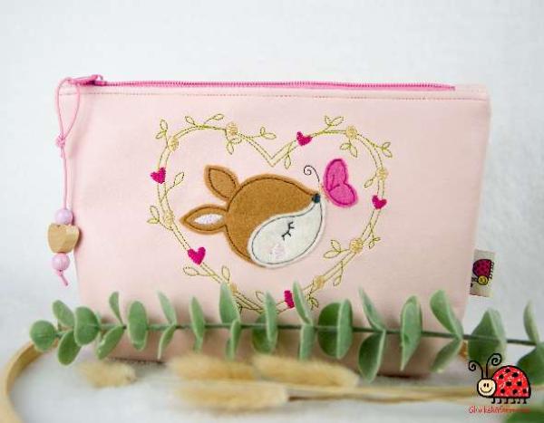 Kosmetiktasche Reh rosa Herz pink