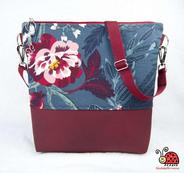 Handtasche Damen Blumenprint Handarbeit Baumwolle Kunstleder