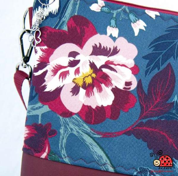 Umhängetasche Blumenprint Handgemacht Baumwolle Kunstleder
