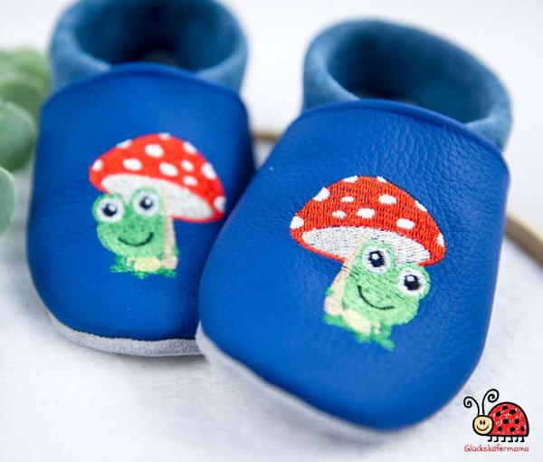 Unikat Handmade Krabbelpuschen Frosch Fliegenpilz Junge Maedchen Unisex