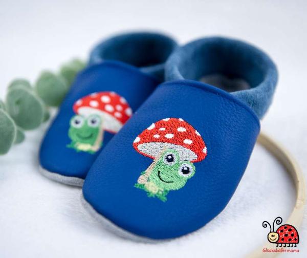 Handmade Hausschuhe Junge Maedchen dunkelblau Kita