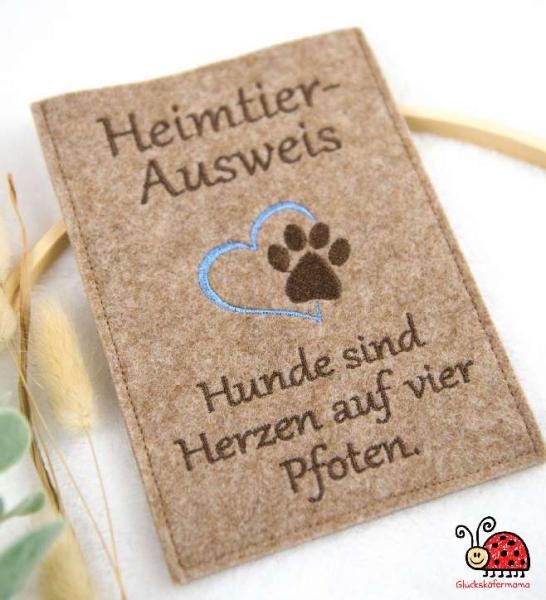 Handmade Huelle EU-Heimtierausweis Hund Impfpass Filz