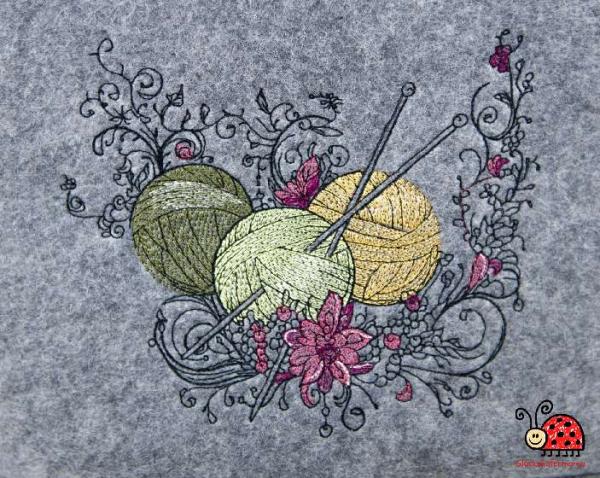 Tasche Strickzeug handmade Geschenk Wolle