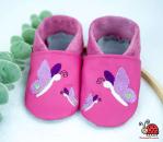 Krabbelschuhe Lederpuschen rosa pink Schmetterlinge