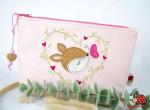 Kulturbeutel Reh Herz pink rosa Schmetterling handmade