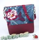 Umhängetasche Blumenprint weinrot handgemacht