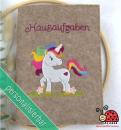 Huelle HA-Heft Geschenk Schuleinfuehrung Einhorn Regenbogen handgemacht